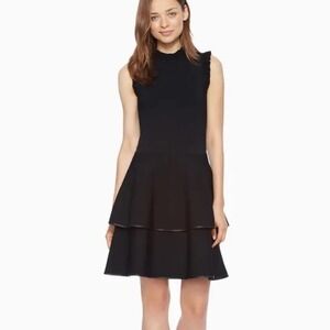 Parker Ryker Black Mock Neck Tiered Ruffle Dress Size M